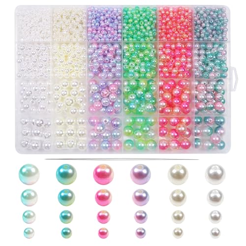 TOAOB Bunte Perlen zum Auffädeln 1800 Stück Perlen zum Basteln mit Loch für Armbänder 4mm 6mm 8mm 10mm für Halskette Armbänder Schmuck Basteln Schmuckherstellung Handwerk Dekor von TOAOB THE ONE AND ONLY BABY