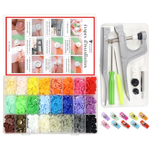 TOAOB Druckknopf Set mit Zange mit 440 Set T5 druckknöpfe in 24 Farben plastik Nähfrei Zubehöre für alle Arten DIY Kleidung Basteln Accessoires Snap Set von TOAOB THE ONE AND ONLY BABY