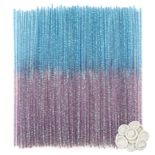 TOAOB Glitzer Pfeifenreiniger 100 Stück Farbverlauf Blau Chenilledraht Biegeplüsch 30cm Lang und 6mm Breit für Basteln und Dekorieren von TOAOB THE ONE AND ONLY BABY