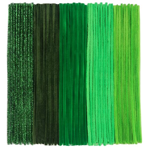 TOAOB Pfeifenreiniger 5 Verschiedene Grün zum Basteln 400 Stück Chenilledraht Pfeifenputzer Lang 30 cm X 6mm Pipe Cleaner Basteln Enthält Glitzer Pfeifenreiniger für DIY Handwerksprojekte von TOAOB THE ONE AND ONLY BABY