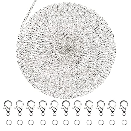 TOAOB Schmuckherstellungs-Ketten-Set, 10 m, silberfarben, 3 x 2 mm, Gliederkette, Halskette mit 100 Biegeringe und 30 Karabinerverschlüsse zum Basteln TOAOB Schmuckherstellungs-Ketten-Set, 10 m, silberfarben, 3 x 2 mm, Gliederkette, Halskette mit 100 Biegeringe und 30 Karabinerverschlüsse zum Basteln von TOAOB THE ONE AND ONLY BABY
