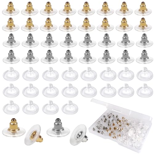 TOAOB Silikon Ohrring Stopper 100 Stück Ohrring Rücken mit Pad Gold und Silber Ohrring Verschluss Silver Kupplung Ohrstopper Ohrstecker Verschlüsse Earring Backs 11mm für Ohrringe Schmuckherstellung von TOAOB THE ONE AND ONLY BABY