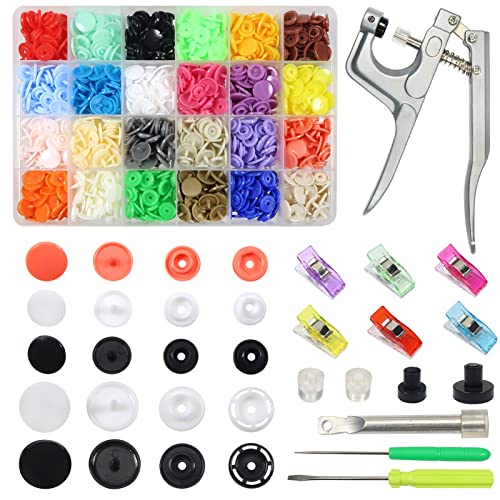 TOAOB T3 T5 T8 Snap Kunststoff Druckknöpfe Nähfrei 420 Set 24 Farben mit Zange für alle Arten DIY Kleidung Basteln Accessoires von TOAOB THE ONE AND ONLY BABY