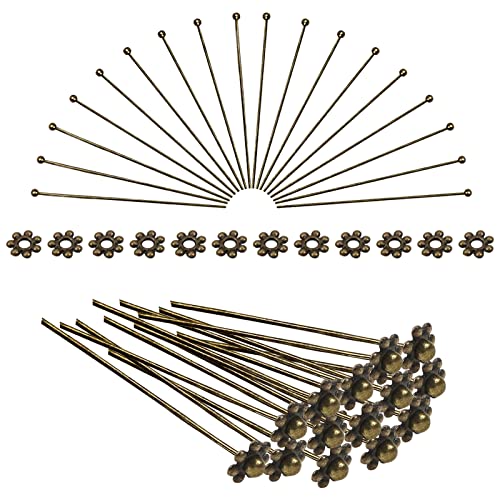 Toaob 200 Stück Nadeln, Rundkopfnägel aus Messing, Augennadel, Bronze, 0,7 x 50 mm, mit Abstandsperlen, 4 mm, für Zubehör, Schmuckherstellung, Handwerk Toaob 200 Stück Nadeln, Rundkopfnägel aus Messing, Augennadel, Bronze, 0,7 x 50 mm, mit Abstandsperlen, 4 mm, für Zubehör, Schmuckherstellung, Handwerk von TOAOB THE ONE AND ONLY BABY
