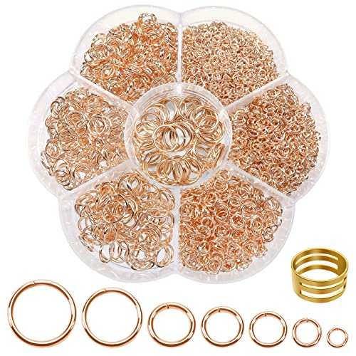 Toaob 2300 Stück Sprungringe, offen, Jump Ring, Verbindungselemente aus Metall, Kette Links 3 mm 4 mm 5 mm 6 mm 7 mm 8 mm 10 mm Roségold mit Box für Schmuckherstellung Armband Halskette von TOAOB THE ONE AND ONLY BABY