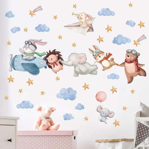 TOARTI Lichtfarbe Babyzimmer Wandsticker Mädchen Schlafzimmer Wanddeko Flugzeug Tier Wandtattoo Kinder Schlafzimmer Spielzimmer Wanddekoration DIY Zirkus Hase Tiere Wandaufkleber TOARTI Lichtfarbe Babyzimmer Wandsticker Mädchen Schlafzimmer Wanddeko Flugzeug Tier Wandtattoo Kinder Schlafzimmer Spielzimmer Wanddekoration DIY Zirkus Hase Tiere Wandaufkleber von TOARTi