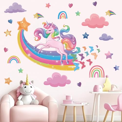 TOARTI Wandtattoo Einhorn Groß,Regenbogen Wandaufkleber für Mädchen Babyzimmer,Rosa Herze Deko,Sterne Schmetterling Wandsticker Wolken,Einhorn Blumen Wanddeko für Kinderzimmer Schlafzimmer Wohnzimmer TOARTI Wandtattoo Einhorn Groß,Regenbogen Wandaufkleber für Mädchen Babyzimmer,Rosa Herze Deko,Sterne Schmetterling Wandsticker Wolken,Einhorn Blumen Wanddeko für Kinderzimmer Schlafzimmer Wohnzimmer von TOARTi