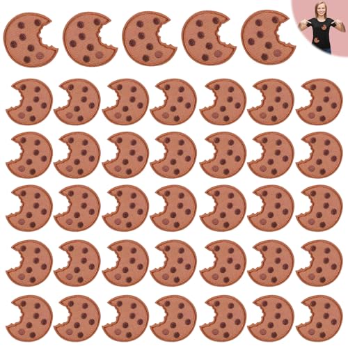 Aufnäher Zum Aufbügeln 40 Stk: TOATELU Cookie bestickte Aufnäher DIY Keks-Stickerei Gebügeltes Gesticktes Abzeichen zum Aufbügeln auf Kleidung, Hut, Hose, Schuhe, Nähen, Basteln, Dekoration von TOATELU