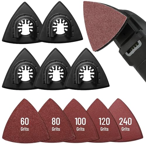 Multitool Schleifplatte für Delta-Schleifer: TOATELU 125 Stück Schleifpapier Dreieck+5 Dreieckiges Schleifpadhalter, Schleifset Schleifpapier, Je 25 Stück 60/80/100/120/240 für Delta-Schleifer Multitool Schleifplatte für Delta-Schleifer: TOATELU 125 Stück Schleifpapier Dreieck+5 Dreieckiges Schleifpadhalter, Schleifset Schleifpapier, Je 25 Stück 60/80/100/120/240 für Delta-Schleifer von TOATELU