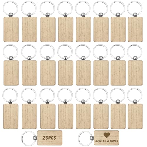 TOATELU 26 Stück Schlüsselanhänger Holz: Blanko Quadrat Schlüsselring, Personalisierte DIY Leer Holzschlüsselanhänger für DIY Schnitzen, Dekoration, Geschenke, Malen TOATELU 26 Stück Schlüsselanhänger Holz: Blanko Quadrat Schlüsselring, Personalisierte DIY Leer Holzschlüsselanhänger für DIY Schnitzen, Dekoration, Geschenke, Malen von TOATELU