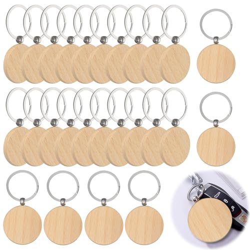 TOATELU 26 Stück Schlüsselanhänger Holz: Blanko Rund Schlüsselring, Personalisierte DIY Leer Holzschlüsselanhänger für DIY Schnitzen, Dekoration, Geschenke, Malen TOATELU 26 Stück Schlüsselanhänger Holz: Blanko Rund Schlüsselring, Personalisierte DIY Leer Holzschlüsselanhänger für DIY Schnitzen, Dekoration, Geschenke, Malen von TOATELU