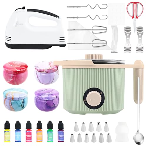 TOAUTO Kerzenherstellungs-Set mit Wachsschmelztopf & Kuchendekorationsset – Inklusive Spritztüllen, Mixer & mehr für DIY Kerzen- und Kuchendekoration, perfekt für Kerzenkuchenkreationen und Basteln von TOAUTO