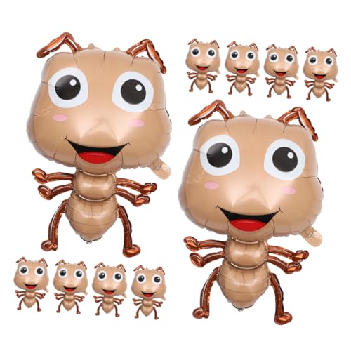 TOBBOMEY 10 Stück Ameisen Folienballons aus Aluminiumfolie Realistische Insektenform Wiederverwendbar Vielseitige Partydekoration für Kindergeburtstag Shower und Gartenfeier von TOBBOMEY