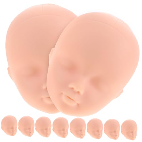 TOBBOMEY 10 Stück Anziehpuppenköpfe, Babypuppenköpfe, Plüschspielzeug, Herstellungsköpfe, Reparaturpuppenköpfe, Puppenhandwerksherstellungsköpfe, Handgefertigte Puppenköpfe, Übungs Make Up von TOBBOMEY