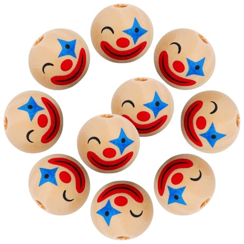 TOBBOMEY 10 Stück Clown-gesicht Holzperlen Zum Basteln Für Armbänder, Halsketten, Ohrringe, Halloween, Geburtstage, Familienbasteln TOBBOMEY 10 Stück Clown-gesicht Holzperlen Zum Basteln Für Armbänder, Halsketten, Ohrringe, Halloween, Geburtstage, Familienbasteln von TOBBOMEY