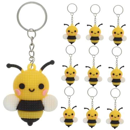 TOBBOMEY 10 Stück Teiliges Biene Schlüsselanhänger Niedlicher Bienen Anhänger Langlebiger Taschenanhänger für Schlüssel Rucksack Geburtstagsdeko und Partygeschenk von TOBBOMEY