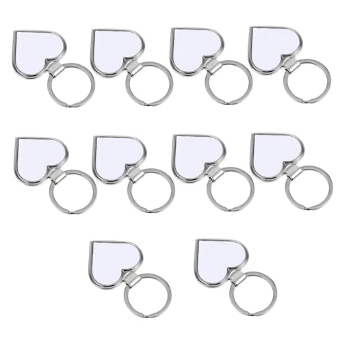 TOBBOMEY 10 Stück Teiliges Herzförmige Metall Schlüsselringe Blank DIY Schlüsselanhänger Sublimationsfläche Leicht Für Personalisierte Geschenke Basteln Schmuck Zubehör von TOBBOMEY