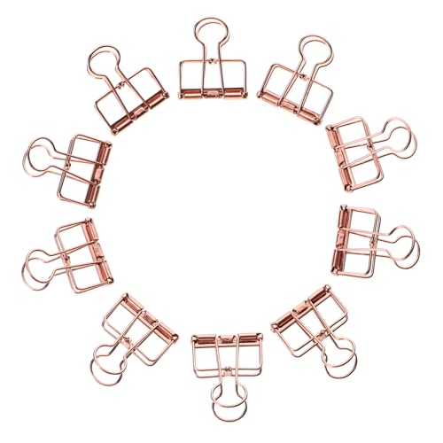 TOBBOMEY 10 Stück Teiliges Metall Binder Clips in Roségold Mittelgroße Langlebige Büroklammern aus Legierung Starke Klammern für Dokumente für Bürobedarf und Schreibwaren Vielseitig von TOBBOMEY