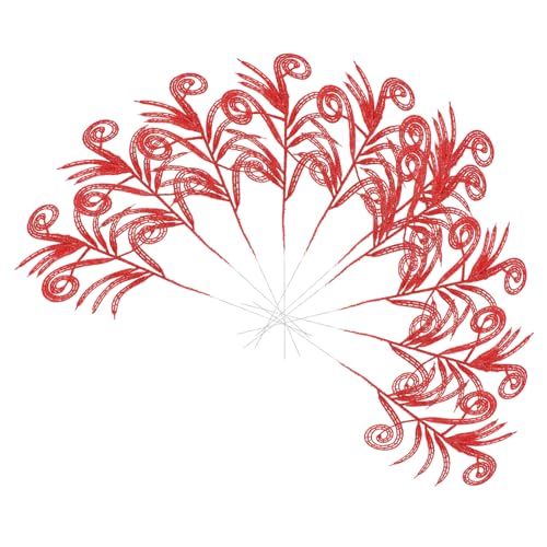 TOBBOMEY 10 Stück Weihnachtsdekoration Künstliche Glitter Rote Festliche für Christbaum Wand Tür Schmuck Leicht und Praktisch für Weihnachtsgirlande von TOBBOMEY