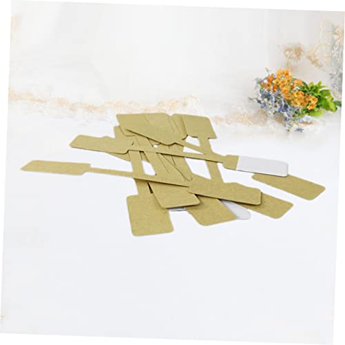 TOBBOMEY 100 Blatt Kraftpapier Schmucketiketten Quadratisch Selbstklebend Beschriftbar Preisschilder für Schmuckwaren Lagerverwaltung Umweltfreundlich Langlebig von TOBBOMEY