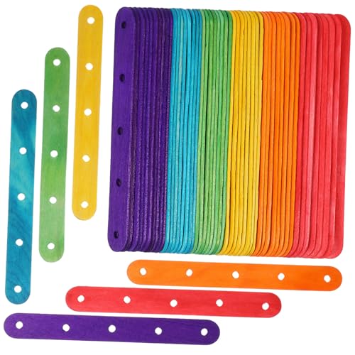 TOBBOMEY 100 Stück Bunte Eisstiele aus Robustem Birkenholz mit Löchern Sichere Glatte Popsicle Sticks für Eis Cake Pops Basteln und DIY projekte zu Hause Klassenzimmer von TOBBOMEY
