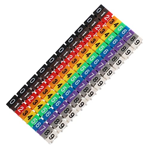 TOBBOMEY 100 Stück Kabelkennzeichnung Kunststoff Kabelmarkierer Nummern Wiederverwendbar Mehrfarbig Kabel Identifikationsetiketten für Stromkabel und USB Kabel von TOBBOMEY