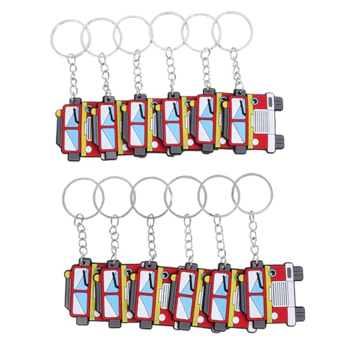 TOBBOMEY 12 Stück Feuerwehrauto Schlüsselanhänger Feuer-Inspiration-Schlüsselanhänger Feuerwehrmann -Party -Dekorationen Feuerwehrspielzeug Partygeschenke mit Feuerwehrmotiv PVC von TOBBOMEY