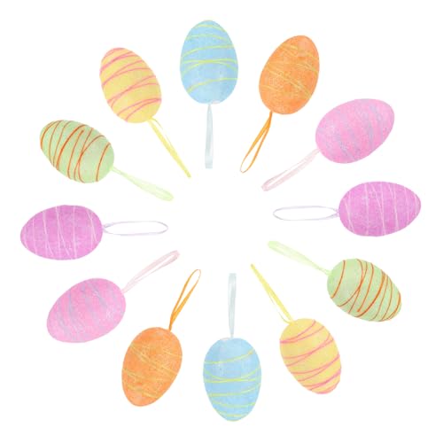TOBBOMEY 12 Stück Kreative Ei Dekorationen Mini Hänge Ei Accessoires für Wiederverwendbare Osterfeiern für Heimdekoration und Kindergeschenke von TOBBOMEY