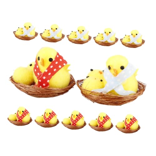 TOBBOMEY 12 Stück Osterküken Im Nest, Kleine Osterküken, Küken , Küken, Kuscheltiere, Hühnerspielzeug, Hühner, Kuscheltiere, Künstliche Osterhühner, Kuschelhuhn, Mini Osterküken von TOBBOMEY