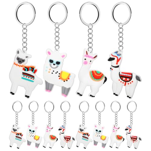 TOBBOMEY 12 Stück Teiliges Alpaka Schlüsselanhänger aus Strapazierfähigem PVC Niedliche Cartoon Tier Anhänger für Taschen Rucksäcke Autoschlüssel als Geschenk für Geburtstag und Feiertage von TOBBOMEY
