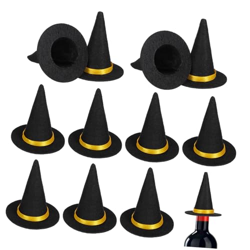 TOBBOMEY 12 Stück Teiliges Mini Hexenhut aus Robustem Material Klassische Halloween Weinflaschen Dekoration für Party Accessoires und Bastelbedarf Schwarz Langlebig und Verblassungsfrei TOBBOMEY 12 Stück Teiliges Mini Hexenhut aus Robustem Material Klassische Halloween Weinflaschen Dekoration für Party Accessoires und Bastelbedarf Schwarz Langlebig und Verblassungsfrei von TOBBOMEY