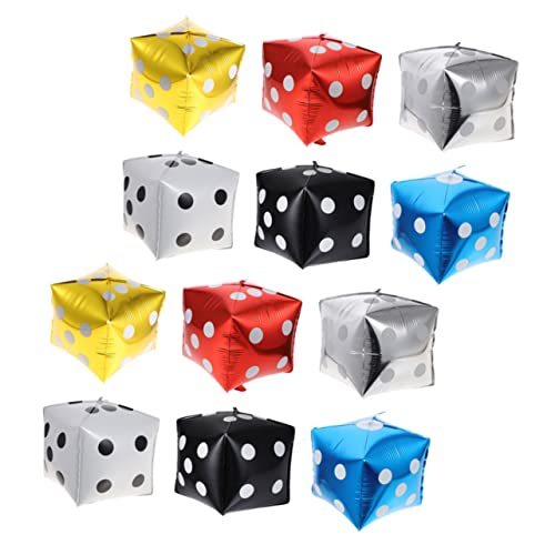 TOBBOMEY 12 Stück Teiliges Würfel aluminiumfolie Goldfarben Silberfarben Dunkel Rot Blau Quadratische Luftballons für Party Deko Geburtstag Wanddeko Vielseitige Party von TOBBOMEY