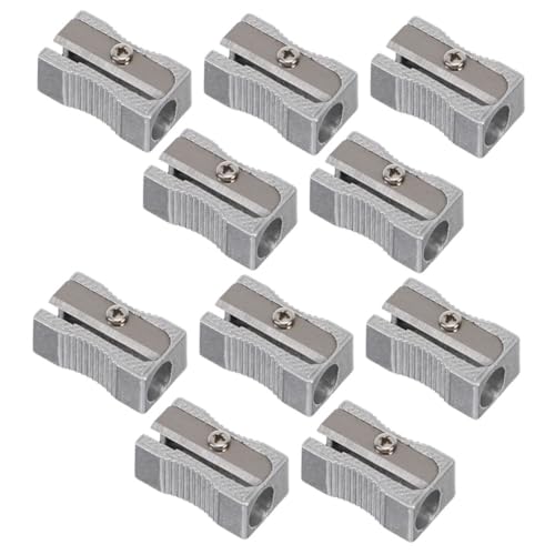 TOBBOMEY 12 Teiliger Einloch Bleistiftspitzer Aus Metall, Bleistifthobel Aus Edelstahl, 8 Stück/Packung Manuelle Bleistiftspitzer, Anspitzer Für Bleistiftspitzer, Handgehaltener Mini von TOBBOMEY