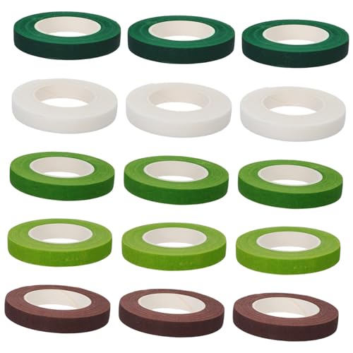 TOBBOMEY 15 Stück Blumenklebeband Klebeband Blumenverpackungsbänder Blumenstraußband Blumenherstellungsband Blumenarrangementband Bastelband Blumen Washi Band Floristen von TOBBOMEY