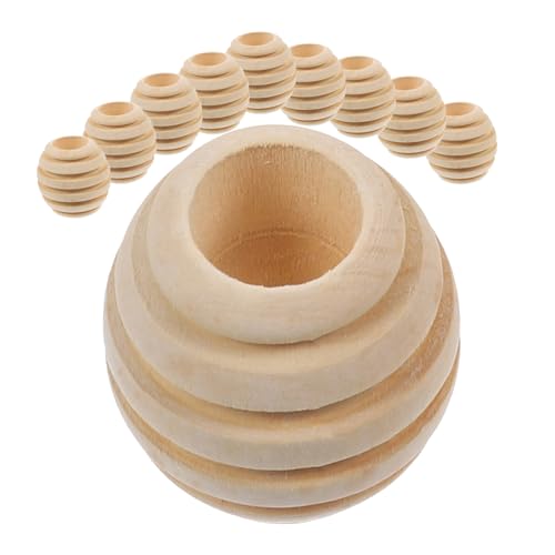 TOBBOMEY 15 Stück Teiliges Mini Holzperlen Bienenstockförmige DIY Holzperlen für Garten und Wohnungsdekoration Naturfarbene Handgefertigte Miniaturen für Bastelprojekte von TOBBOMEY