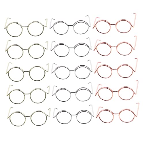 TOBBOMEY 15St Puppenbrille Puppe mit gefälscht Mädchen Gothic Brille für Puppe fotorahmen rund puppenaugen spielzeuge Mini-Puppen-Brille Mini-Brille Kupferkabel von TOBBOMEY
