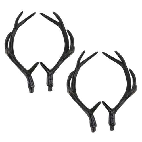 TOBBOMEY 2 Paare Schwarze Kunststoff Hirschgeweih Stirnband DIY Cosplay Antler Haar Accessoires für Kostüm Party Dekoration von TOBBOMEY