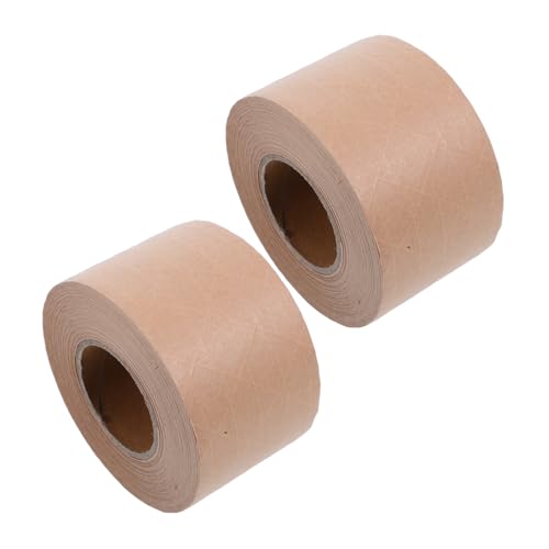 TOBBOMEY 2 Rollen Kraftpapier Packband Aktiviert Schreibbar Biologisch Abbaubar Stark Klebend Schwerlast Verpackungsband Für Kartonversiegelung Verpackung von TOBBOMEY