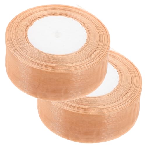 TOBBOMEY 2 Rollen Schneegaze Gürtel, Geschenkband, Zuschneidbares Paketband, Zuschneidbares Bastelband, Verpackungsmaterial, Tüll, Festival Paketband, Handgefertigtes Geschenkband, von TOBBOMEY