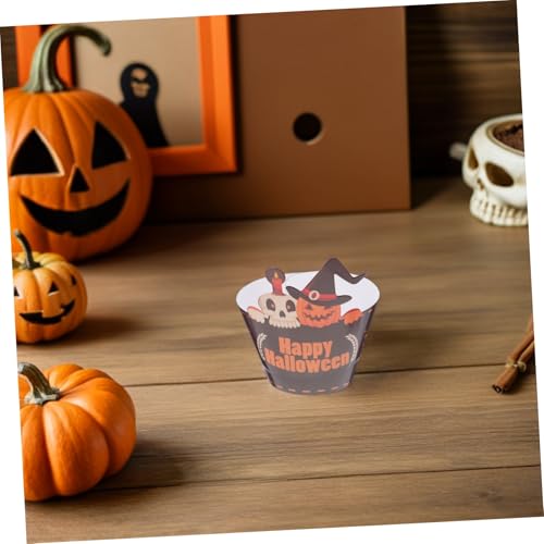 TOBBOMEY 2 Sätze Halloween Cupcake Toppers Spooky Skull Pumpkin Spider Muffin Liners Kreative Partydekoration Für Kuchen Getränke Tischdeko von TOBBOMEY