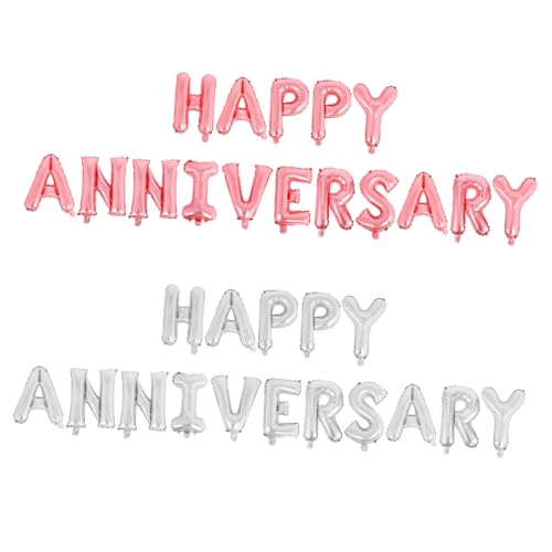 TOBBOMEY 2 Sätze Happy Anniversary Ballons Aluminiumfolie Buchstabenballons Silber Roségold für Hochzeitsjubiläum Feier Dekoration Schnell Aufblasbar Romantische Partygestaltung TOBBOMEY 2 Sätze Happy Anniversary Ballons Aluminiumfolie Buchstabenballons Silber Roségold für Hochzeitsjubiläum Feier Dekoration Schnell Aufblasbar Romantische Partygestaltung von TOBBOMEY