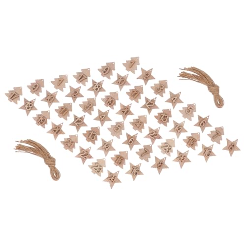 TOBBOMEY 2 Sätze Holz Zahlen Anhänger DIY Weihnachtskalender Hängeanhänger mit Seil Kreative Türdeko Fotorequisiten Geschenkbeutel Zubehör für Adventskalender und Weihnachtsbaum von TOBBOMEY