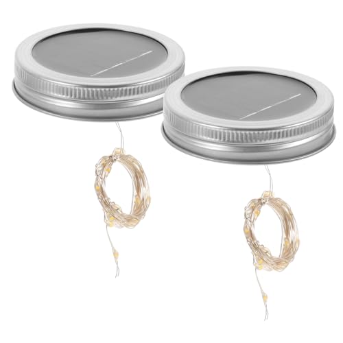 TOBBOMEY 2 Stück Solar Jar Deckel Flaschenlichter für Garten Deko Warmweiß Automatisches Laden Tagsüber Beleuchtung für Abende von TOBBOMEY