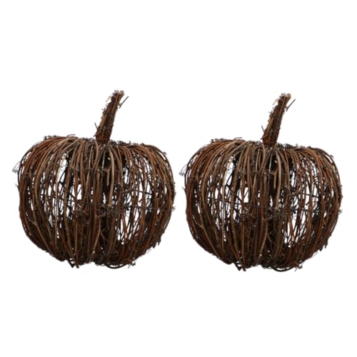 TOBBOMEY 2 Stück Teiliges Rattan Kürbis Handgewebte Kleine Dekorative Kürbisse Traditionelles Halloween und Thanksgiving Tischmittelstück Leicht Langlebig Natürliche Textur für Festliche von TOBBOMEY
