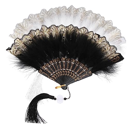 TOBBOMEY 2 Stück Vintage Handfächer aus Federn Faltbare Plume Fans für Hochzeiten Tanzaufführungen und Fotorequisiten und für Damen TOBBOMEY 2 Stück Vintage Handfächer aus Federn Faltbare Plume Fans für Hochzeiten Tanzaufführungen und Fotorequisiten und für Damen von TOBBOMEY