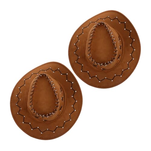 TOBBOMEY 2 Stück Western Cowboyhut Atmungsaktiv mit Breiter Krempe Modisch und Vielseitig für Jungen und Mädchen Geeignet für Kostüme Fasching Halloween und Outdoor partys von TOBBOMEY