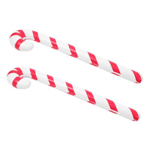 TOBBOMEY 2 Stück aufblasbare Krücken Stock weihnachtsballons dekorationen Dekorate Weihnachts-Hüpfburgen Weihnachtsdekoration Stöcke Weihnachtskrückenballons Rohrfolienballons Rohrballons von TOBBOMEY