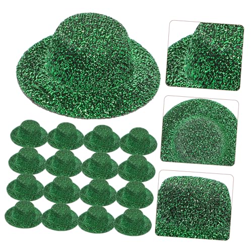 TOBBOMEY 20 Stück Mini Jazz Hüte Miniatur Puppenhüte Dunkelgrün DIY Bastelset Feine Kleine Hüte Für Puppen Dekoration Cosplay Zubehör von TOBBOMEY