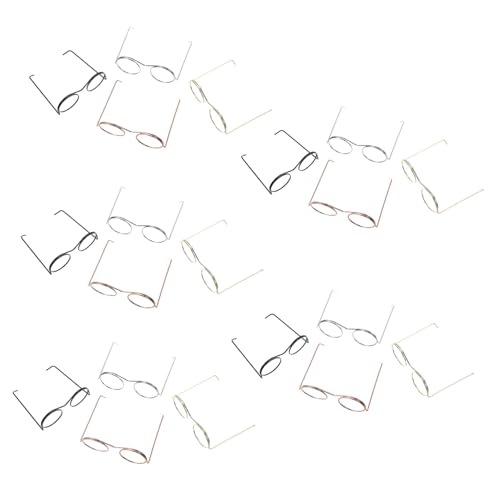 TOBBOMEY 20 Stück Teiliges Miniatur metallbrillen Puppen Realistische Kleine Brillen mit Metallrahmen Leichte Dekorative Eyewear für Puppenhaus DIY Kompatibel mit Verschiedenen Puppen und von TOBBOMEY