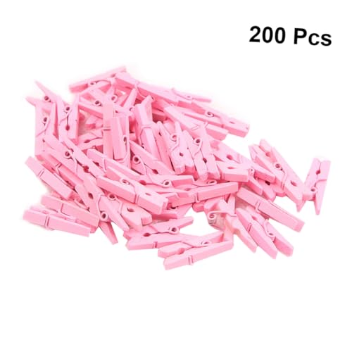 TOBBOMEY 200 Stück Teiliges Mini Holzklammer Juteseil Natürliche Bunte Fotoklammern für DIY Bilderaufhängung Dekoration Basteln und Party Stabile Kleine Clips für Fotos und Karten von TOBBOMEY